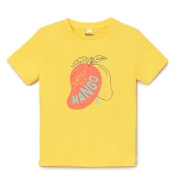 Milou Cotton Half Sleeves Rub and Smell Mango Printed Tee - Yellow-picture-17