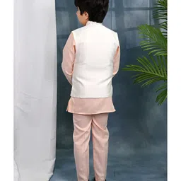 BT DEZINES Cotton Blend Woven Full Sleeves Solid Kurta Pyjama With Embroidered Sequin Embellished & Embroidered Jacket - Pink image 3