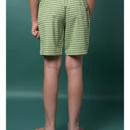 CRIMSOUNE CLUB Cotton Woven Abstract Printed Shorts - Green image 3