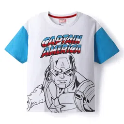 Honeyhap Marvel Single Jersey Knit Half Sleeves Shorts Night Suit With Captain America Graphics - White image 3