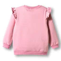 Mark & Mia Full Sleeves Winter Wear Sweatshirt & Pant Set with Rainbow Applique & Frill Detailing - Pink image 3