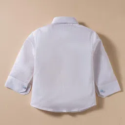 Robo Fry Cotton Woven Knit Full Sleeves 3 Piece Party Suit with Bow & Cap with Stripes - Light Blue & White image 3