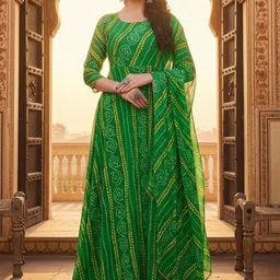 SZN Ethnic Motifs Print Georgette A-Line Maxi Dress image 2