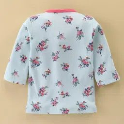 Ben Benny 100% Cotton Knit Full Sleeves Front Open Jablas with Floral & Text Print Pack of 2 - Blue & White image 5