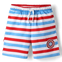 Honeyhap Marvel Single Jersey Knit Half Sleeves Shorts Night Suit With Captain America Graphics - White image 5