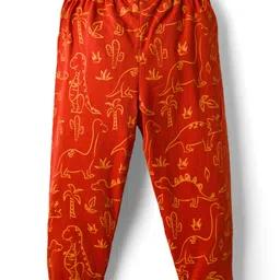 Babyhug Cotton Knit Full Sleeves Co-ords Night Suit with Dino Print - Red image 5