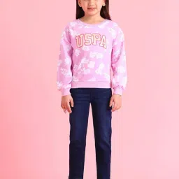 U.S. Polo Assn. Girls Purple Cotton Printed Sweatshirt-image-52