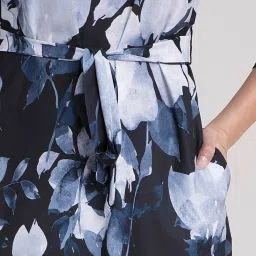 FableStreet Black Floral Print A Line Dress image 5