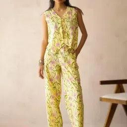 SAY Yellow Floral Printed Night Suit image 1