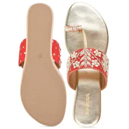 Rocia by Regal Women's Red Toe Ring Wedges image 3