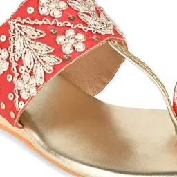 Rocia by Regal Women's Red Toe Ring Wedges image 4