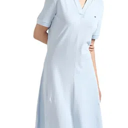 Tommy Hilfiger Breezy Blue Solid Regular Fit Dresses image 1
