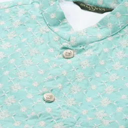 SOJANYA Blue Comfort Fit Embroidered Nehru Jacket image 5