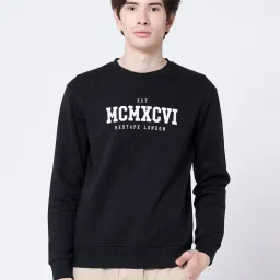 Red Tape Black Regular Fit Graphic Sweatshirt image 1