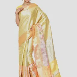 Banarasi Silk Works Yellow Woven Saree With Unstitched Blouse-image-13