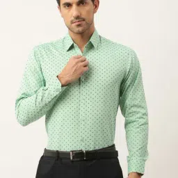 Sojanya Green Cotton Regular Fit Printed Shirt-image-0