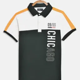 Octave Kids Black & White Cotton Color Block Polo T-Shirt-picture-14