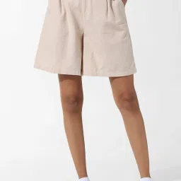 Only Beige Cotton Regular Fit Shorts image 1