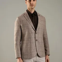 Tommy Hilfiger Beige Regular Fit Checks Blazer image 4