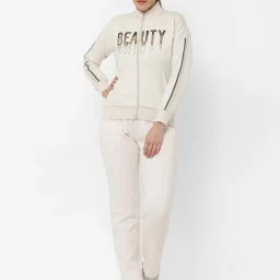 Sweet Dreams Cream Printed Sports Jacket Pants Set image 1