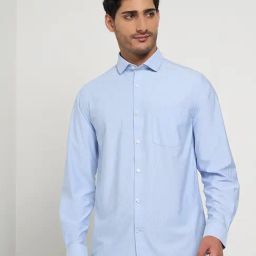 Peregrine By Pantaloons Blue Regular Fit Stripe Shirt-picture-38