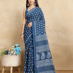 SHANVIKA Blue Pure Cotton Printed Saare image 1