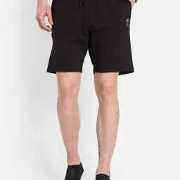 Octave Black Cotton Regular Fit Shorts image 1