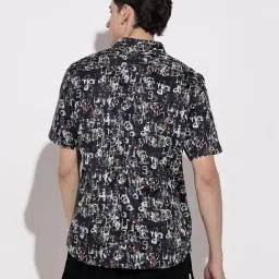 SHOWOFFFF Black Cotton Regular Fit Printed Shirt image 2