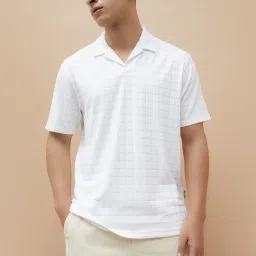 Bossini White Regular Fit Checks Polo T-Shirt image 1