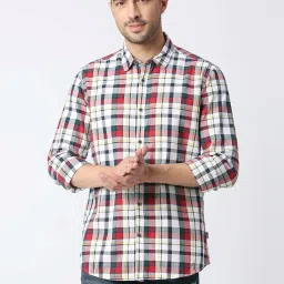 Pepe Jeans SANDBOX Red Regular Fit Check Cotton Shirt image 1