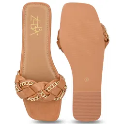 Zebba Women's Aadya Tan Casual Sandals image 3