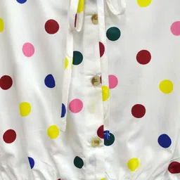 a.t.u.n. A T U N Girls Off White & Yellow Printed Basic Pure Cotton Jumpsuit image 3