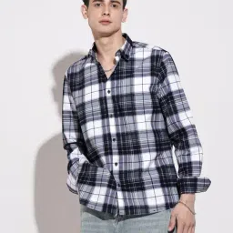 SHOWOFFFF Black Cotton Regular Fit Checks Shirt-image-77