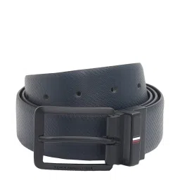 TOMMY HILFIGER Wisconsin Navy & Black Leather Reversible Belt For Men image 1