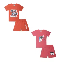 Vimal Jonney Kids Pink & Rust Printed T-Shirt Set image 1