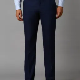 Louis Philippe Navy Slim Fit Texture Trousers image 1