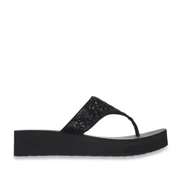 Skechers Women's VINYASA - NEW GLAMOUR Black Thong Wedges image 1