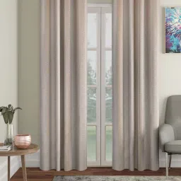 Hosta Homes Cream Polyester 10 ft Blackout Long Door Curtain - Set of 2 image 1