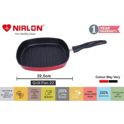 Nirlon Red Aluminium Non-Stick Square Grill Pan image 2