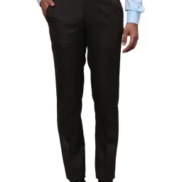 Raymond Brown Slim Fit Self Pattern Trousers image 1
