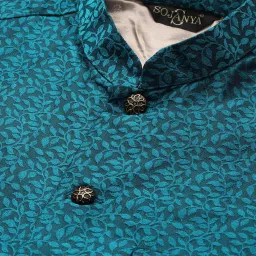 SOJANYA Blue Comfort Fit Embroidered Nehru Jacket image 5