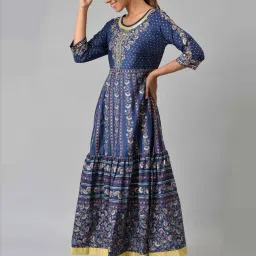 Aurelia Navy Floral Print Maxi Dress image 4