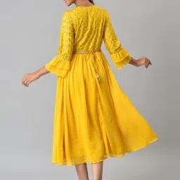 Aurelia Yellow Floral Print A-Line Dress image 2