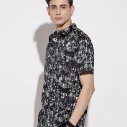 SHOWOFFFF Black Cotton Regular Fit Printed Shirt image 3