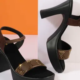 Mochi Women's Brown Sling Back Sandals-picture-13