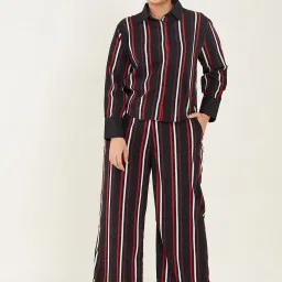 CURVE BY KASSUALLY Black Striped Shirt With Pants image 1