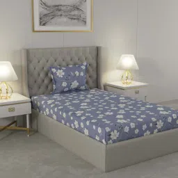 Raymond Home Delight Purple 104 TC Cotton Single Bedsheet with 1 Pillow Cover image 1