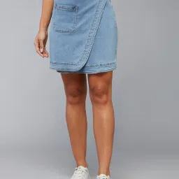 DOLCE CRUDO Light Blue Denim Above Knee Skirt image 1