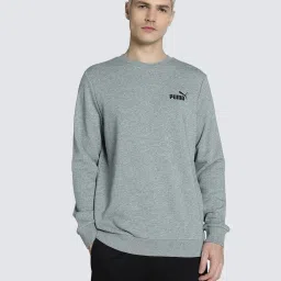 Puma Essentials Medium Grey Cotton Regular Fit Texture Sweatshirt image 1