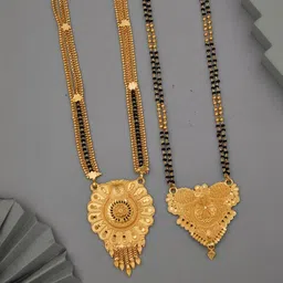 DIVASTRI Women Pack Of 2 Gold-Plated With Black Artificial Beads Mangalsutra-picture-26